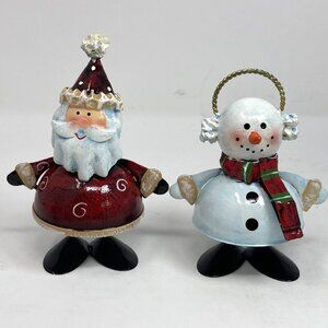 Vintage Home Interior Santa & Snowman Figurine Set • Holiday Christmas Decor 5"